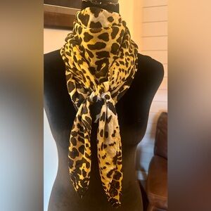 Chico's Black and Gold Leopard Scarf